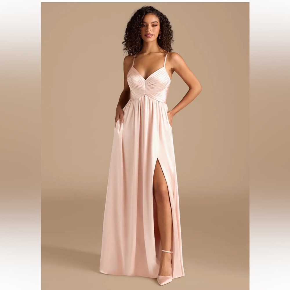 Azazie Blush Maxi Dress with Slit